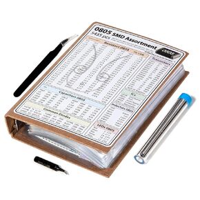 SMD 0805 Resistors, Capacitors, Transistors and Electronic Components Assortment Kit SMT Book - 5435 pcs