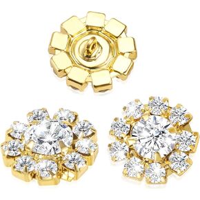 Wholesale 20 PCS Retro Vintage Round Crystal Ivory Faux Pearl Rhinestone Buttons Bulk,18MM (Flatback)