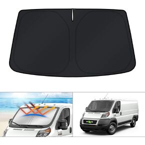 KUST Windshield Sun Shade for 2014-2024 Dodge RAM ProMaster Accessories Full Size Cargo Van Chassis Cab Cutaway Window Van Sunshade Foldable Sun Visor Protector Blocks UV Rays Keep Your Car Cooler