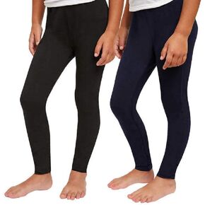 Splendid Girls Tapered Legs Elastic Waistband Solid Legging (2 Pack) (6X, Black - Peacoat)