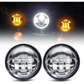 2 PCS 4.5 Inch LED Fog Lights LED Passing Light for Motorcycles Auxiliary Light Bulb Davidson Electra Glide Road King Heritage Softail Driving Lamp Dot approved (Amber Light)