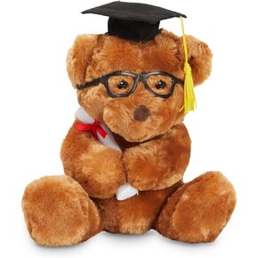 BLUE PANDA - 2024 Graduation Bear Plush, Stuffed Animal Toy Gift with Glasses, Cap & Diploma, Brown, 10.5 in