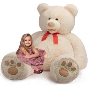 HollyHOME 5ft Giant Teddy Bear Stuffed Animal Huge Teddy Bear Plush with Big Footprints Valentines Gift 5 Feet Light Brown