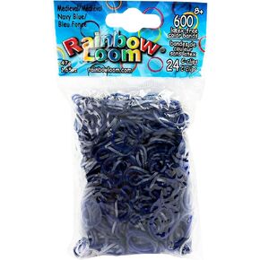 مجموعة Rainbow Loom® Medieval: أربطة مطاطية باللون الأزرق الداكن مع 24 مشبكًا على شكل حرف C (عدد 600)