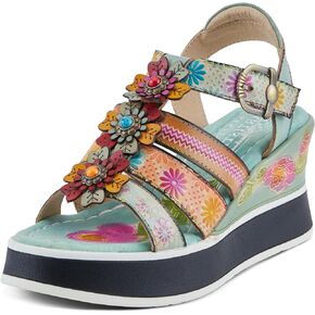 Spring Step L'Artiste Women's FloralBloom - Hand-Painted Lightweight Athleisure Sandals