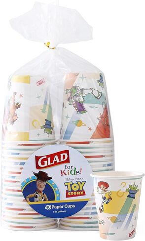 Glad for Kids Disney Pixar Toy Story 9oz Paper Cups | Paper Cups, Kids Cups| Kid-Friendly Paper Cups for Everyday Use, 9oz Disposable Cups for Kids 40 Ct in Saudi Arabia