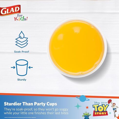 Glad for Kids Disney Pixar Toy Story 9oz Paper Cups | Paper Cups, Kids Cups| Kid-Friendly Paper Cups for Everyday Use, 9oz Disposable Cups for Kids 40 Ct in Saudi Arabia