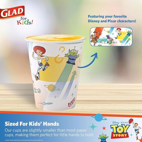 Glad for Kids Disney Pixar Toy Story 9oz Paper Cups | Paper Cups, Kids Cups| Kid-Friendly Paper Cups for Everyday Use, 9oz Disposable Cups for Kids 40 Ct in Saudi Arabia