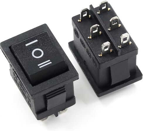 2 Pcs ON-Off-ON Black Rocker Toggle Switch, 6 Pins 3 Position Mini Boat Rocker Switch, 6 Pins Position Snap Use for Car and Boat (AC 250V 6A 125V 10A) in Saudi Arabia