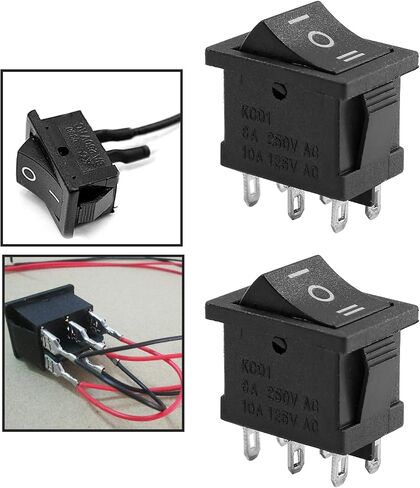2 Pcs ON-Off-ON Black Rocker Toggle Switch, 6 Pins 3 Position Mini Boat Rocker Switch, 6 Pins Position Snap Use for Car and Boat (AC 250V 6A 125V 10A) in Saudi Arabia