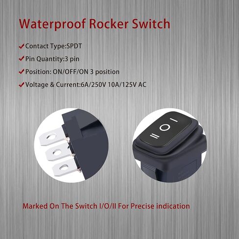 Weideer 5 قطعة مقاوم للماء مفتاح الروك الصغير تشغيل/إيقاف/تشغيل 3Pin 3 موقف SPDT التيار المتناوب 6A 250 فولت 10A 125 فولت قارب التبديل KCD1-2-103-W in Kuwait