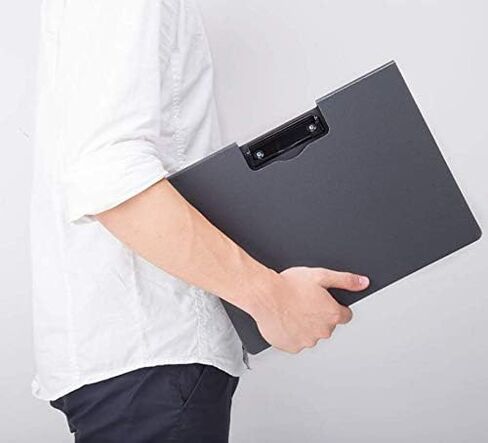 File Cover Folder Clipboard, Profile Clip File Folder, 360 Degree Flip Writing Pad, PP File Clipboard for A4 and Letter Size Business, Office, School Papers - Horizontal, Black in Saudi Arabia