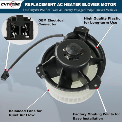 محرك سخان منفاخ تيار متردد HVAC مع قفص مروحة متوافق مع 2001-2008 كرايسلر باسيفيكا تاون آند كانتري فوييجر، دودج كارافان جراند كارافان يستبدل # PM9193، 700070، 4885475AC، 75739، CH3126107 in Kuwait