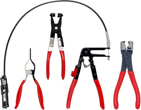 JANNO 4PCS Hose Clamp Pliers Set, Hose Clamp Remover Kit, Car Fuel Oil Water Hose Clamp Tool, Long Reach Wire Spring Hose Clamp Pliers Remover Vice Grip for Automotive Coolant Radiator Heater in Saudi Arabia