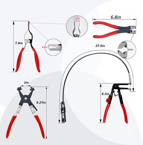 JANNO 4PCS Hose Clamp Pliers Set, Hose Clamp Remover Kit, Car Fuel Oil Water Hose Clamp Tool, Long Reach Wire Spring Hose Clamp Pliers Remover Vice Grip for Automotive Coolant Radiator Heater in Saudi Arabia