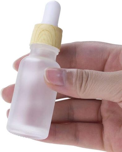 زجاجة قطارة زجاجية بيضاء الصقيع سعة 10 مل، قوارير حاوية قطارة العين قابلة لإعادة الملء، زجاجات الزيوت العطرية مع غطاء خشبي محبب، زجاجة جوهر زجاجية للسفر، قارورة قطارة - 6 عبوات in Kuwait