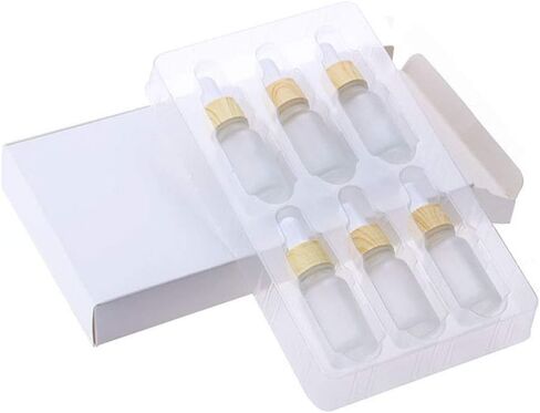 زجاجة قطارة زجاجية بيضاء الصقيع سعة 10 مل، قوارير حاوية قطارة العين قابلة لإعادة الملء، زجاجات الزيوت العطرية مع غطاء خشبي محبب، زجاجة جوهر زجاجية للسفر، قارورة قطارة - 6 عبوات in Kuwait