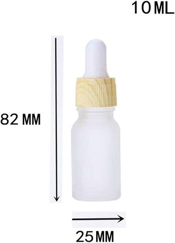 زجاجة قطارة زجاجية بيضاء الصقيع سعة 10 مل، قوارير حاوية قطارة العين قابلة لإعادة الملء، زجاجات الزيوت العطرية مع غطاء خشبي محبب، زجاجة جوهر زجاجية للسفر، قارورة قطارة - 6 عبوات in Kuwait