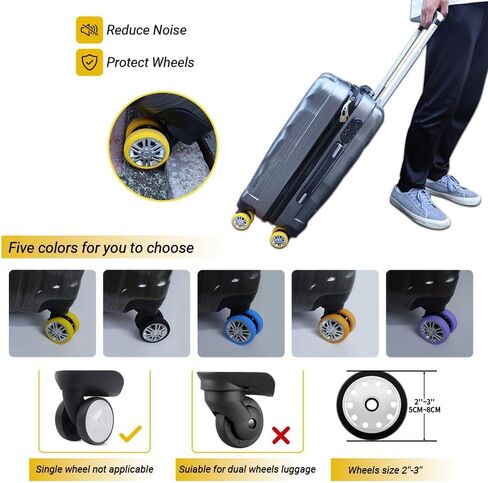 Luggage Wheel Cover Set of 8, Silicone Luggage Wheel Covers Luggage Wheel Protectors Luggage Wheel Protectors Suitable for most luggage wheels and office chairs Noise Free (Yellow) in Saudi Arabia