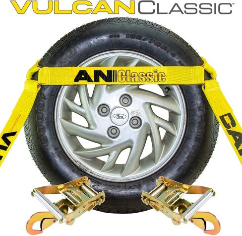 VULCAN Car Tie Down with Chain Anchors - Flat Bed Side Rail - 4 Pack - Classic Yellow - 3,300 Pound Safe Working Load in Saudi Arabia