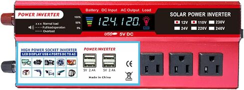 محول الطاقة الشمسية عالي الكفاءة محول موجة جيبية للسيارة المنزلية RV محول الطاقة الشمسية مع شاشة LCD تيار مستمر 12 فولت إلى 110 فولت تيار متردد 2000 وات in Kuwait