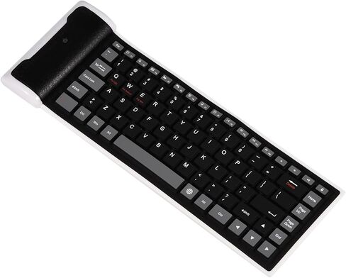 لوحة مفاتيح بلوتوث قابلة للطي من ASHATA، لوحة مفاتيح بلوتوث لاسلكية رفيعة للغاية ولوحة مفاتيح مقاومة للماء من السيليكون قابلة للطي لأجهزة الكمبيوتر المكتبية وأجهزة الكمبيوتر المحمولة والأجهزة اللوحية والهواتف المحمولة (أسود) in Kuwait