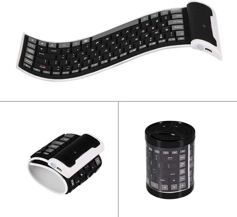 لوحة مفاتيح بلوتوث قابلة للطي من ASHATA، لوحة مفاتيح بلوتوث لاسلكية رفيعة للغاية ولوحة مفاتيح مقاومة للماء من السيليكون قابلة للطي لأجهزة الكمبيوتر المكتبية وأجهزة الكمبيوتر المحمولة والأجهزة اللوحية والهواتف المحمولة (أسود) in Kuwait