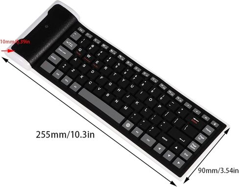 لوحة مفاتيح بلوتوث قابلة للطي من ASHATA، لوحة مفاتيح بلوتوث لاسلكية رفيعة للغاية ولوحة مفاتيح مقاومة للماء من السيليكون قابلة للطي لأجهزة الكمبيوتر المكتبية وأجهزة الكمبيوتر المحمولة والأجهزة اللوحية والهواتف المحمولة (أسود) in Kuwait