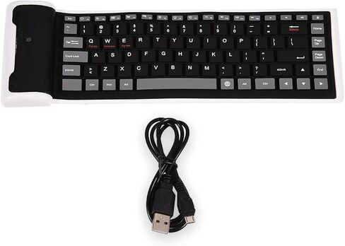 لوحة مفاتيح بلوتوث قابلة للطي من ASHATA، لوحة مفاتيح بلوتوث لاسلكية رفيعة للغاية ولوحة مفاتيح مقاومة للماء من السيليكون قابلة للطي لأجهزة الكمبيوتر المكتبية وأجهزة الكمبيوتر المحمولة والأجهزة اللوحية والهواتف المحمولة (أسود) in Kuwait