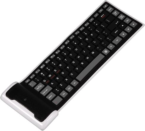 لوحة مفاتيح بلوتوث قابلة للطي من ASHATA، لوحة مفاتيح بلوتوث لاسلكية رفيعة للغاية ولوحة مفاتيح مقاومة للماء من السيليكون قابلة للطي لأجهزة الكمبيوتر المكتبية وأجهزة الكمبيوتر المحمولة والأجهزة اللوحية والهواتف المحمولة (أسود) in Kuwait