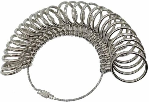 حلقة مغزل مقاس قياس المجوهرات المعدنية مقاس 1-13 مع حلقات قياس إصبع مجموعة من 27 قطعة نماذج دائرية مجوهرات مقاسات أدوات قياس مقاس الإصبع مع 2 حزام حلقة سوداء in Kuwait