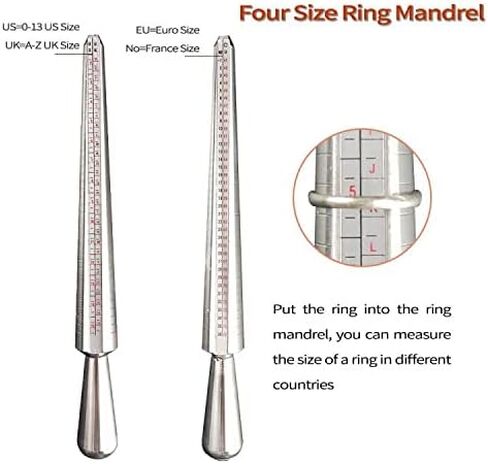 حلقة مغزل مقاس قياس المجوهرات المعدنية مقاس 1-13 مع حلقات قياس إصبع مجموعة من 27 قطعة نماذج دائرية مجوهرات مقاسات أدوات قياس مقاس الإصبع مع 2 حزام حلقة سوداء in Kuwait