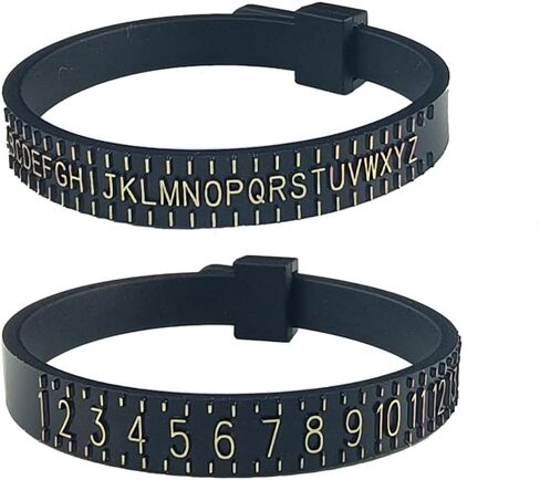 حلقة مغزل مقاس قياس المجوهرات المعدنية مقاس 1-13 مع حلقات قياس إصبع مجموعة من 27 قطعة نماذج دائرية مجوهرات مقاسات أدوات قياس مقاس الإصبع مع 2 حزام حلقة سوداء in Kuwait