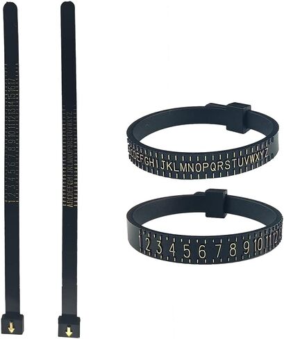 حلقة مغزل مقاس قياس المجوهرات المعدنية مقاس 1-13 مع حلقات قياس إصبع مجموعة من 27 قطعة نماذج دائرية مجوهرات مقاسات أدوات قياس مقاس الإصبع مع 2 حزام حلقة سوداء in Kuwait