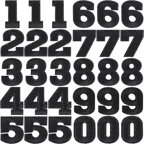 30 Pieces Iron on Numbers Patches 0-9 Iron On Stickers Black Number Appliques Sew on Embroidered Applique Patches for Clothes, Dress, Hat, Socks, Jeans, DIY Accessories,1.25 Inches in Saudi Arabia