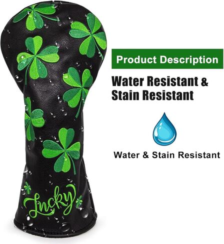 Golf Club Headcover Golf Lucky Clover Magnetic Closure Elegant Embroidery Premium Leather Driver Fairway Wood Hybrid Blade Mallet Putter Cover Wood Head Cover for Golf Wood Club Covers in Kuwait