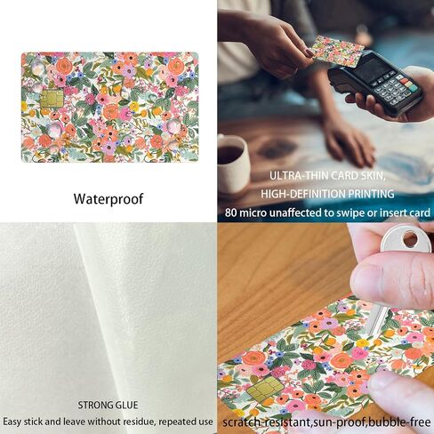 Floral Credit Card Stickers Skin No Bubble Slim Waterproof Anti-Wrinkling Removable Vinyl Debit Skin Cover Credit Card Decals in Saudi Arabia