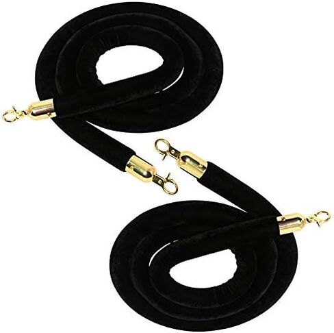 YaeMarine 4 قطع من حبل ستانشيون مخملي بطول 6.5 قدم حاجز طابور ستانشيون حبل مخملي للتحكم في الحشود (أسود) in Kuwait