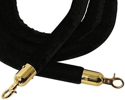 YaeMarine 4 قطع من حبل ستانشيون مخملي بطول 6.5 قدم حاجز طابور ستانشيون حبل مخملي للتحكم في الحشود (أسود) in Kuwait