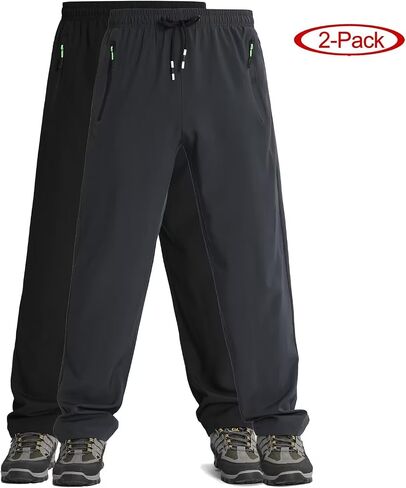 Men's Lightweight Joggers Pants Quick Dry Hiking Pants for Running Sports Gym Zipper Pockets in Saudi Arabia