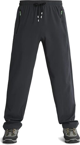 Men's Lightweight Joggers Pants Quick Dry Hiking Pants for Running Sports Gym Zipper Pockets in Saudi Arabia