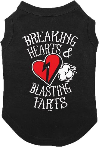 قميص Tcombo Breaking Hearts & Blags Farts للكلاب (أسود، صغير) in Kuwait