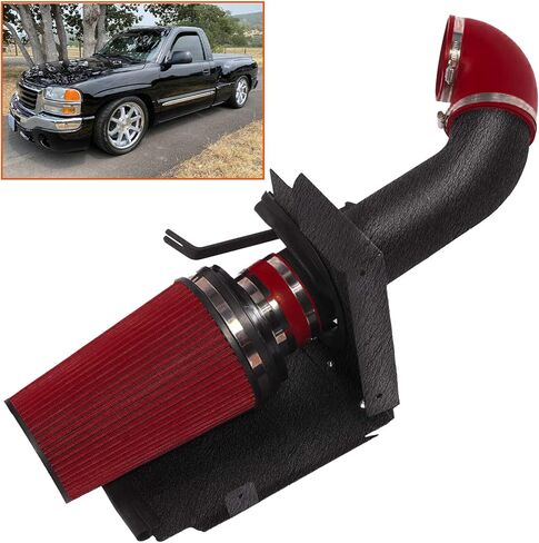 4" Cold Air Intake System with Heat Shield Fit for Chevy/GMC 99-06 V8 4.8L/5.3L/6.0L / Silverado 1500/2500/3500 (Red) 1999-2006 in Kuwait