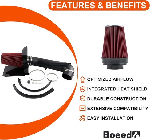 4" Cold Air Intake System with Heat Shield Fit for Chevy/GMC 99-06 V8 4.8L/5.3L/6.0L / Silverado 1500/2500/3500 (Red) 1999-2006 in Kuwait