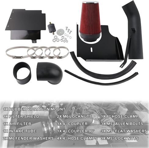 4" Cold Air Intake System with Heat Shield Fit for Chevy/GMC 99-06 V8 4.8L/5.3L/6.0L / Silverado 1500/2500/3500 (Red) 1999-2006 in Kuwait