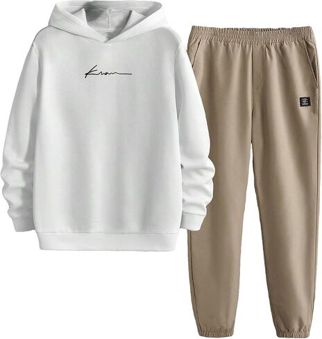 GORGLITTER Men's Sets 2 Piece Outfits Letter Graphic Hoodie Sweatshirt and Jogger Pants with Pocket in Saudi Arabia