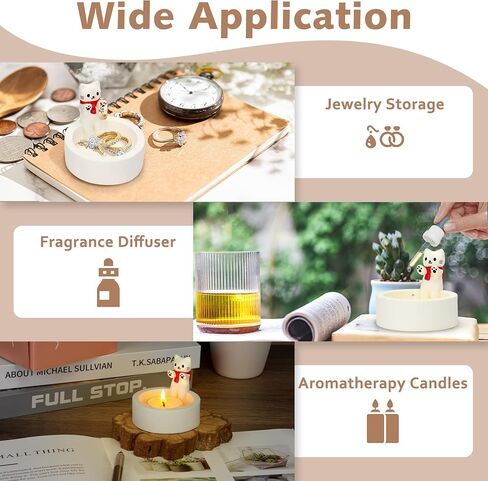 Cat Candle Holder Cute Kitty Cartoon Kitten Candle Holder Warming Paws Plaster Handmade Tea Light Candle Sticks Holder Home Decor Gifts for Cat Lovers with Keychain for Free. in Saudi Arabia