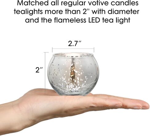 Silver Votive Candle Holder - Set of 12 Wedding Centerpieces for Table, Mercury Glass Tealight Candle Holders Bulk for Birthday |Party |Home Decoration in Saudi Arabia
