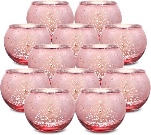 Silver Votive Candle Holder - Set of 12 Wedding Centerpieces for Table, Mercury Glass Tealight Candle Holders Bulk for Birthday |Party |Home Decoration in Saudi Arabia