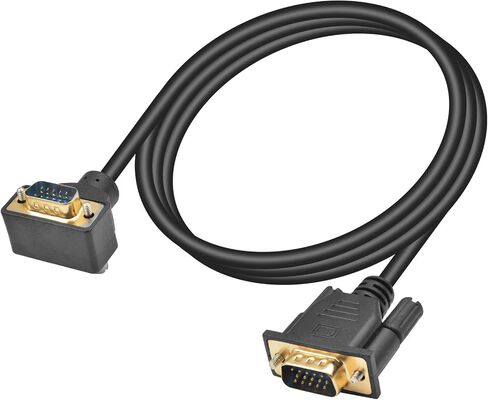 كابل VGA من Poyiccot ذكر إلى ذكر 5 أقدام، كابل VGA 90 درجة بزاوية تصل إلى 15 دبوس ذكر إلى ذكر كابل شاشة يدعم 1080 بكسل لأجهزة الكمبيوتر الشخصية وأجهزة الكمبيوتر المحمولة وأجهزة العرض التلفزيونية in Kuwait